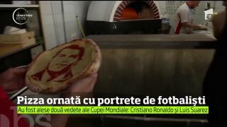Un maestru bucătar rus le oferă clienţilor pizza ornată cu portretele unor vedete de la Cupa Mondială de fotbal