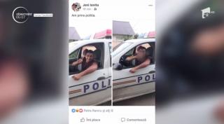 Un tânăr din Brânceni, Teleorman, s-a fotografiat la volanul unei maşini de Poliţie
