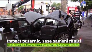 Accident puternic în Capitală! Șase oameni au fost răniți în impact