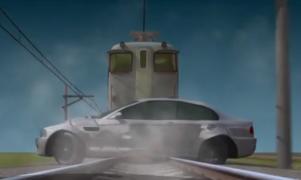 Cum a fost aruncată maşina în faţa trenului, la Bistriţa (Animaţie 2D)