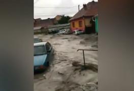 Rupere de nori, mașini luate pe sus. Zeci de gospodării au fost inundate de ploi, în Braşov (Video)