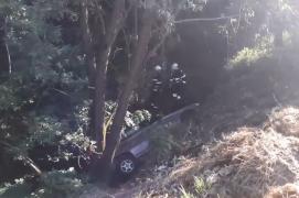 Au scăpat ca prin minune! Patru tineri au căzut 5 metri cu mașina într-o râpă, în Argeș