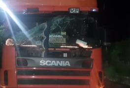 Stâlp căzut peste cabina unui TIR, pe drumul care leagă Alexandria de Piteşti