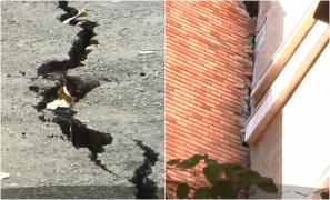 Panică printre locatarii unui bloc din Galaţi! Unul dintre pereţi s-a desprins de restul imobilului, iar pe asfaltul din jur au apărut fisuri