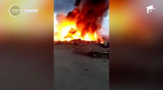Incendiu puternic lângă o staţie de gaze din Hunedoara