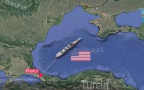 Navă de război trimisă de SUA în Marea Neagră ar sosi prin strâmtorile Bosfor şi Dardanele (Animaţie)