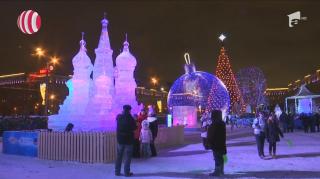 Spectaculoase sculpturi de gheață la Moscova