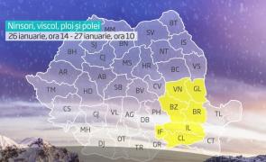 Meteorologii ANM au prelungit codul galben de polei! Sunt afectate Capitala și 7 județe