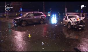 Trei poliţişti au ajuns la spital, după ce autospeciala în care se aflau a fost lovită în plin de o maşină de teren în Capitală