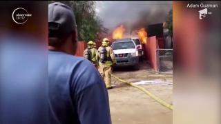 Un californian a trecut prin foc pentru a-şi salva câinele (Video)