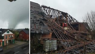 Tornadă care răvăşeşte zeci de case, filmată într-un oraş din Germania (Video)