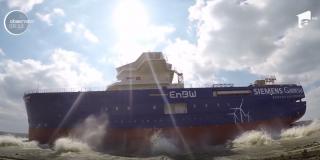 Nava "Horizon", construită în portul din Galaţi, lansată la apă după o muncă de un an