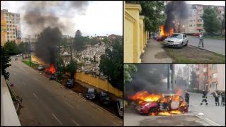 O maşină a explodat la Timişoara, în dimineaţa de Paşte (Video)