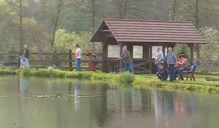 Turiști ospătați cu peștele pe care ei l-au prins la păstrăvărie, în Mureș