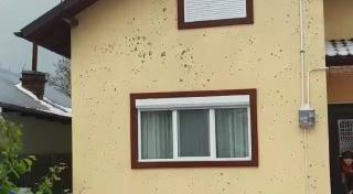 Casă găurită de grindină la Urlaţi, în Prahova (Video)