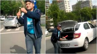Şofer din Bucureşti, prins în flagrant cu bidonul de bere, ameninţă cu dalta şi ciocanul: 'Am prieteni în Poliţie'