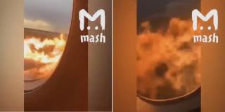 Video dramatic din interiorul avionului care a luat foc în Rusia. Pasagerii țipă, iar incendiul ia amploare