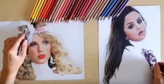 O tânără ambidextră a demonstrat că poate desena foarte bine cu ambele mâini, simultan