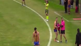 O fetiță de doi ani s-a strecurat printre jucători şi a intrat pe teren, la un meci de fotbal