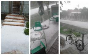 Peisaj de iarnă la Bacău, după ce oraşul a fost lovit puternic de grindină (Video)