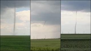 Tornadă filmată de localnici în Bărăgan, în urmă cu puţin timp: "Doamne, uite cum se vede codiţa pe cer!" (Video)