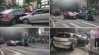 Accident cu 5 mașini, în București. Cel puțin 4 victime în impact (Video)