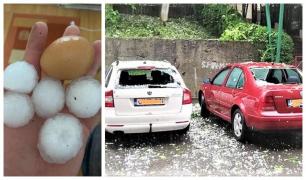 Mai multe judeţe au fost lovite de grindină de mari dimensiuni, vijelii şi furtuni puternice (Video)