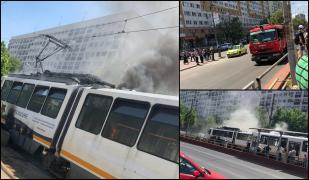 Tramvaiul 19 a luat foc în intersecţia de la Dristor (Video)