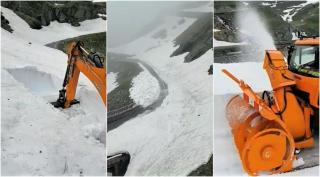 Zăpadă de 5 metri pe Transfăgărăşan. Drumul se deschide oficial pe 1 iulie (Video)