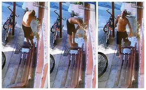 Noi imagini cu ucigaşul fugar de la Făget, imediat după crimă, încercând să intre într-un bar (Video)