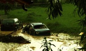 Un pârâu transformat în torent a devastat mai multe case din Rucăr