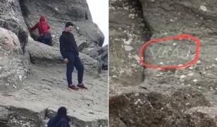 Sfinxul din Bucegi, vandalizat de un tânăr teribilist