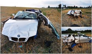 Tânăr mort la Iaşi, după ce a zburat cu BMW-ul de pe şosea. În maşină se afla şi o fată de 15 ani (Video)