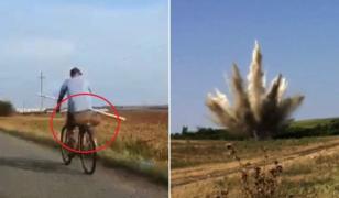 Bomba de 50 de kilograme, transportată de un biciclist în Arad, a fost detonată