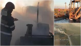 Accident înfiorător pe DN2A, la Constanţa. Doi bărbaţi pe motocicletă, ucişi de impactul cu un buldoexcavator (Video)