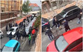 Bătaie între dinamovişti şi timişoreni, cu bâte, curele şi scaune (Video)