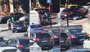 Preot din Piteşti, filmat când calcă intenţionat cu maşina un bărbat pe stradă