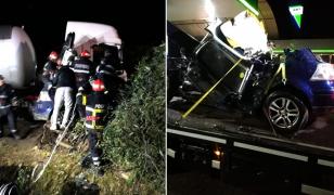 Trei tineri, striviţi într-un Volkswagen, sub o autocisternă în Barcea, Galaţi