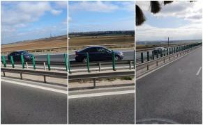 Şofer filmat pe Autostrada A4 cum goneşte pe contrasens (Video)
