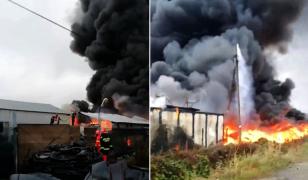 Mesaj RO-Alert în Drăgășani din cauza nor gros de fum negru ridicat deasupra orașului