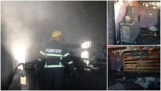 O casă în care erau 4 copii a luat foc, la Galaţi. Un bebeluş de un an a murit (Video)