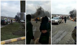 Femeie inconştientă salvată din maşina în flăcări, la Botoşani, de un pompier în timpul liber (video)