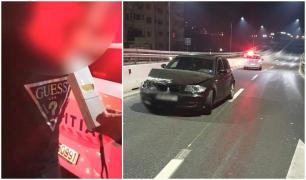 Un şofer de 19 ani, la volanul unui BMW, a intrat într-un parapet de beton fugind de poliţişti, la Vâlcea (Video)