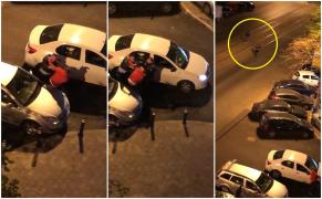 Bărbat fără acte și declarație bătut cu sălbăticie pe stradă de un polițist, pe care l-a scuipat: "De ce dai în mine?" (Video)