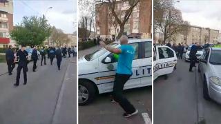 Revoltă într-un cartier din Hunedoara. Polițiști atacați de o mulțime furioasă (Video)