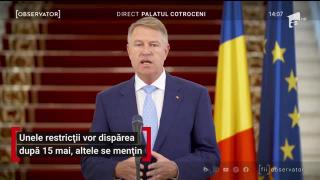 Klaus Iohannis: Masca de protecție, obligatorie după 15 mai în spațiile publice închise. Restricțiile de circulație nu se prelungesc după această dată