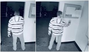 Un bărbat din Suceava pare că gustă dezinfectant, apoi îl fură din scara blocului (Video)