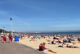 Britanicii au uitat de coronavirus și au luat cu asalt plajele (Video)