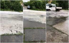 Râu de gheaţă la Bălceşti, în Mehedinţi, după o furtună cu grindină (Video)