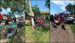Accident teribil în Galați, după ce un microbuz de pasageri s-a izbit de un TIR (Video)